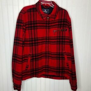 - American Living  Red Plaid Wool Blend Zip Up Jacket Size XL